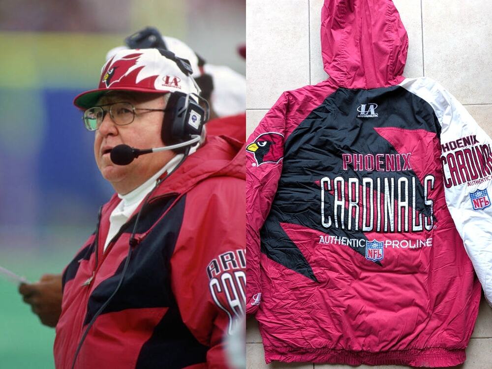 Phoenix Cardinals 90s LOGO Athletic SHARKTOOTH puffer jacket L red NFL Pro vtg